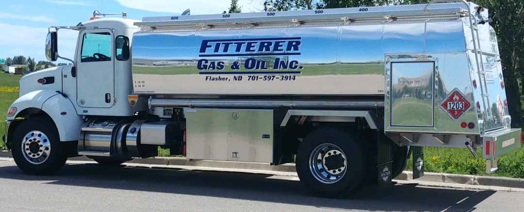 Fitterer Gas & Oil truck on the road in Flasher, ND